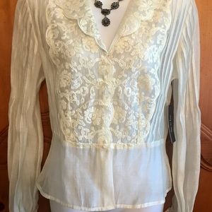 NWT NIC + ZOE STUNNING EMBROIDERED SHEER BLOUSE